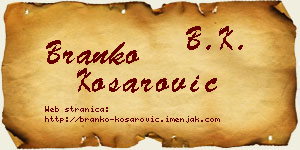 Branko Košarović vizit kartica